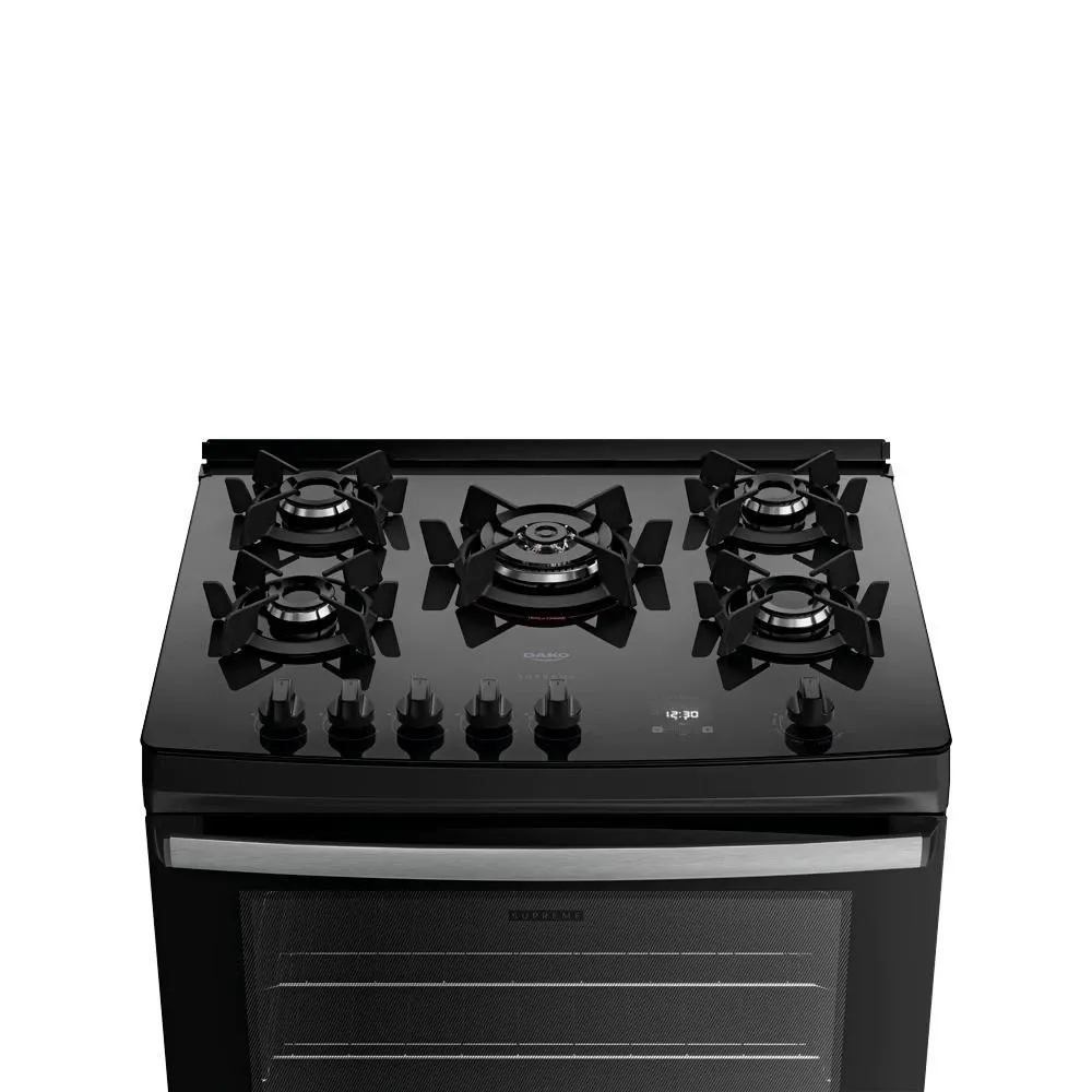 Fogão 5 Bocas Potente com Painel Touch, Vidro Duplo - Cara de Fogão Premium Que Cabe no Bolso